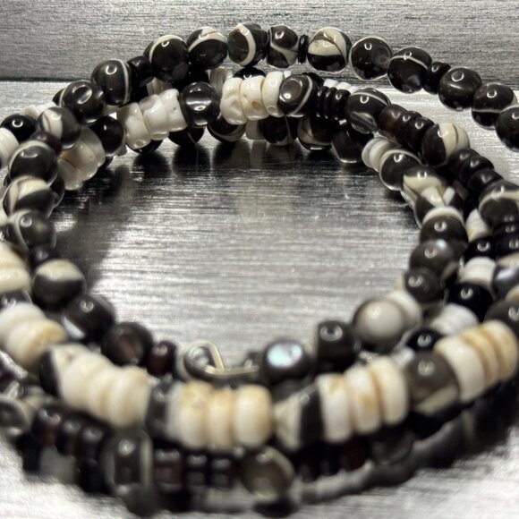 Whimsigoth 34" Wrap Beaded Necklace or Bracelet Stretch Memory Wire Cross Charm - Picture 2 of 5